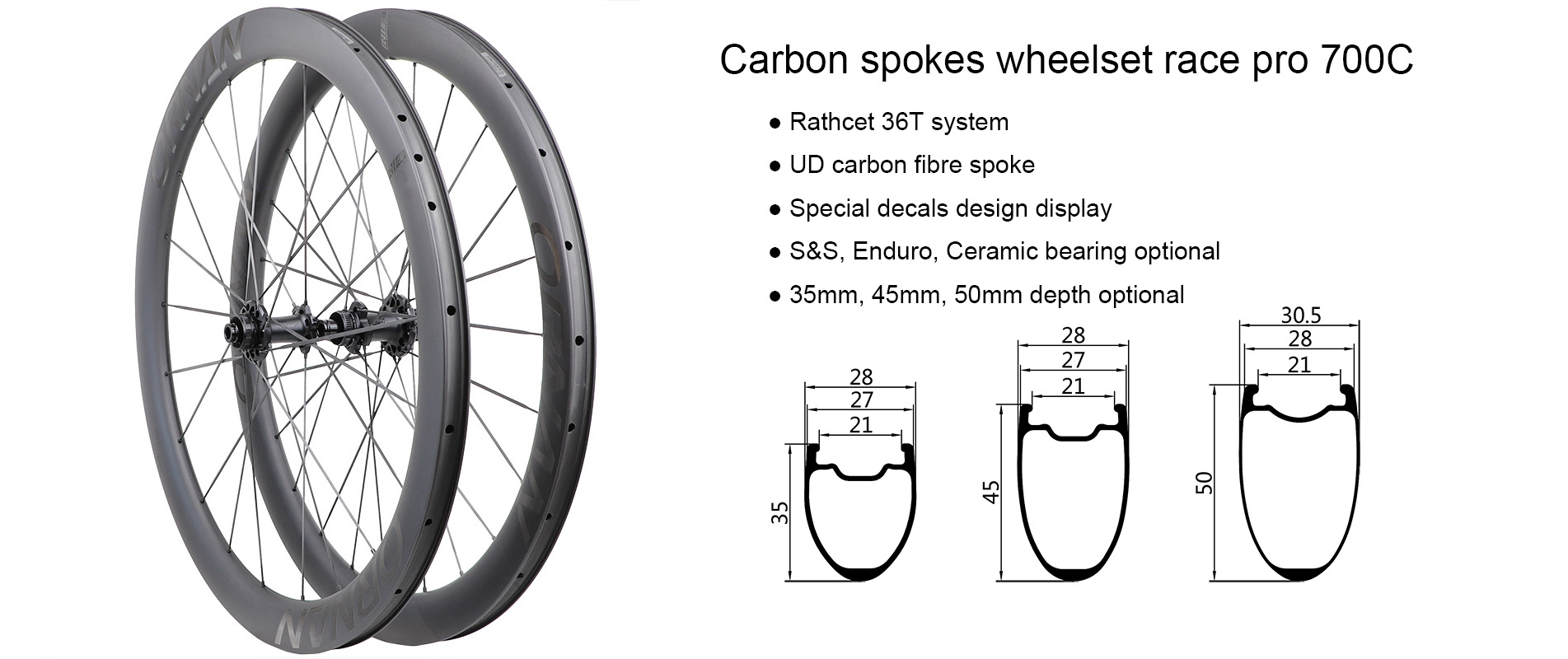 Ultralight UD Carbon Spokes Wheelset